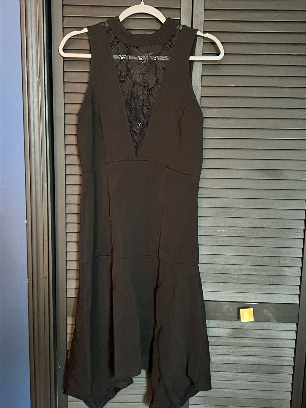 Anthropologie Black Sleeveless Midi Dress with Lace Inset